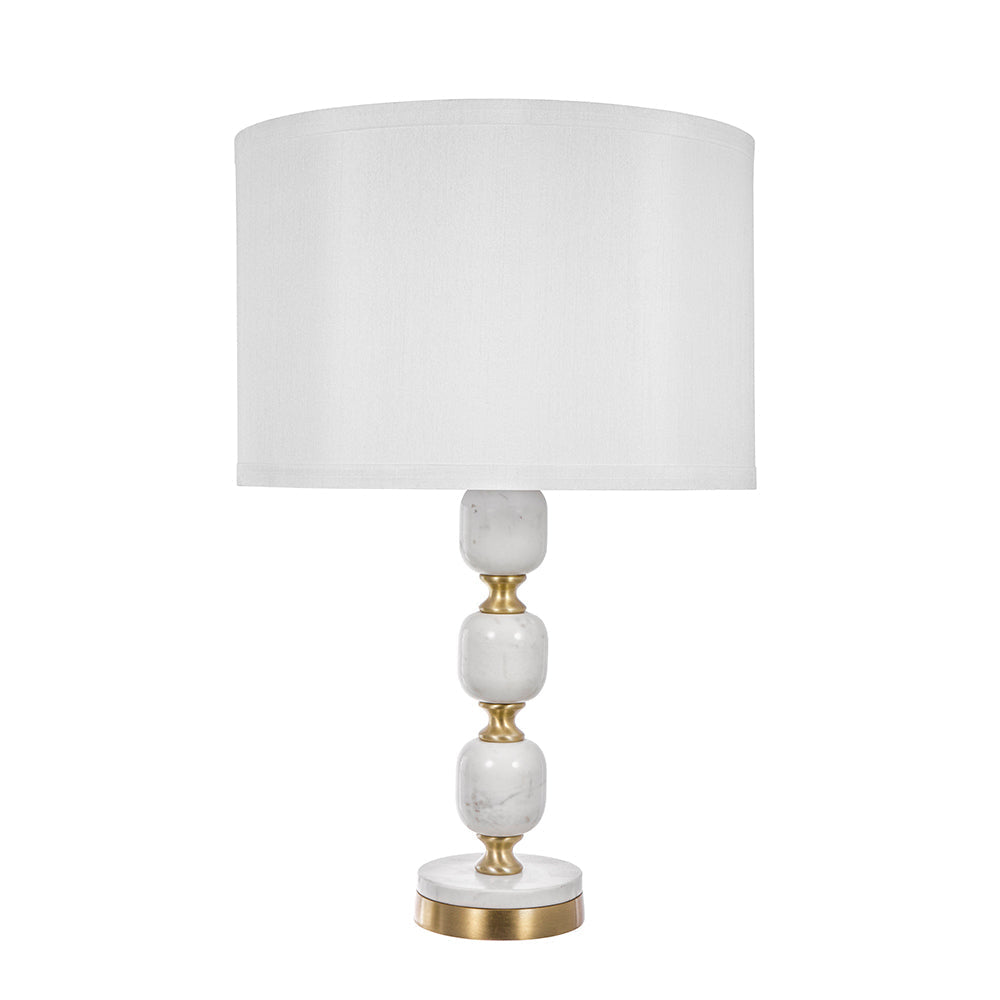 Marble Base Table Lamp with White Fabric Shade - 26.5"