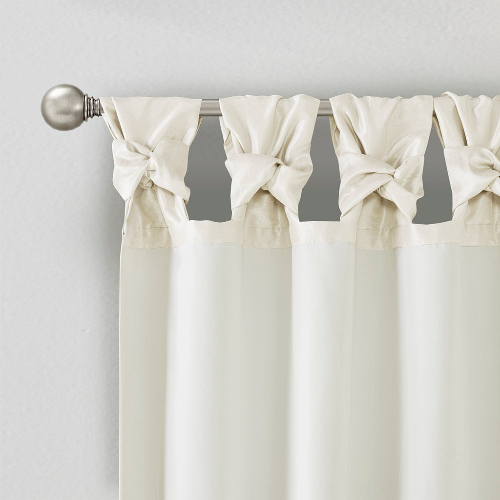 White Twist Tab Lined Window Curtain Panel with Privacy Lining - 50" x 84"