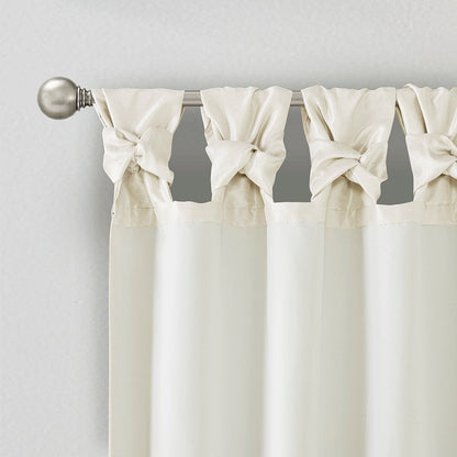 White Twist Tab Lined Window Curtain Panel with Privacy Lining - 50" x 84"