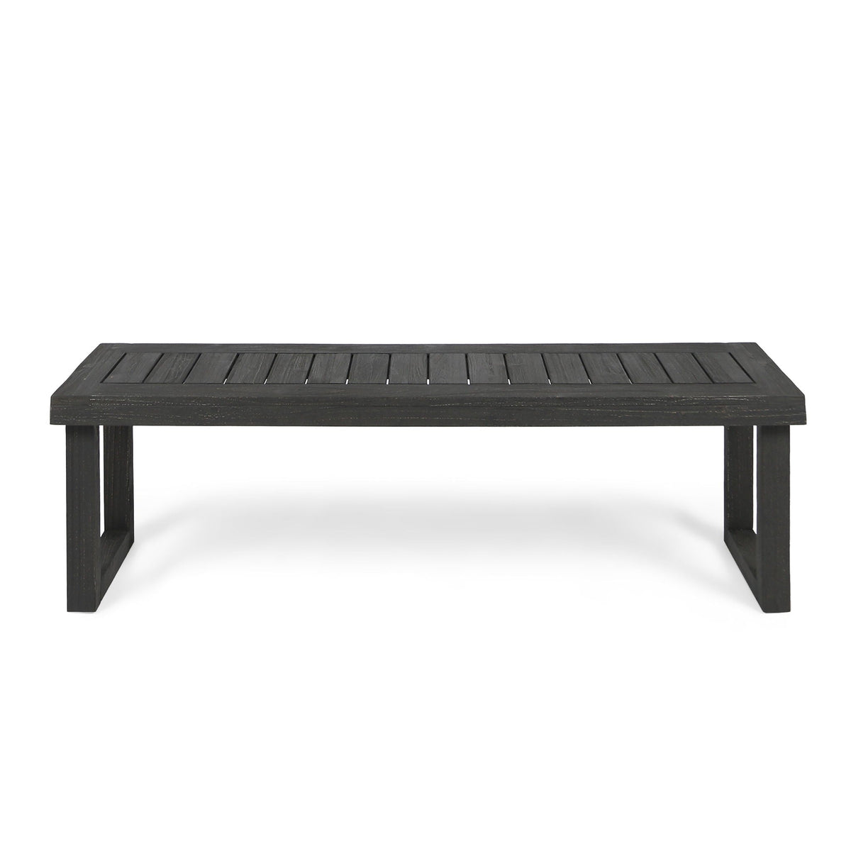 Outdoor Bench with Slat Panel Top and Base - Dark Gray