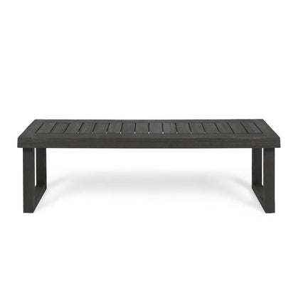 Outdoor Bench with Slat Panel Top and Base - Dark Gray