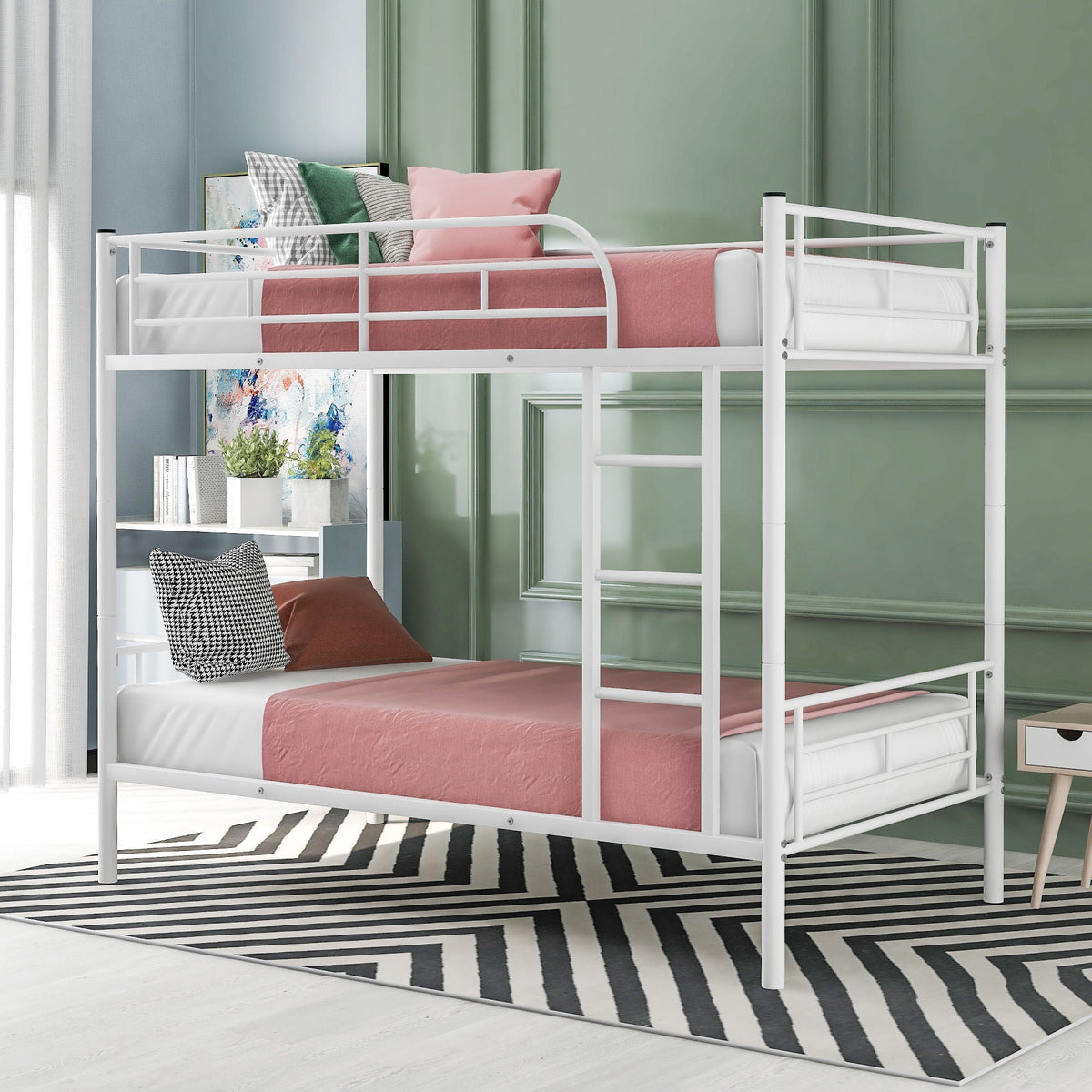 Steel Construction Bunk Bed with Convertible Design - Multiple Colors