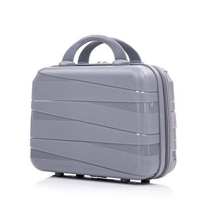 4-Piece Polypropylene Luggage Set with Spinner Wheels and Cosmetic Case - Light Gray