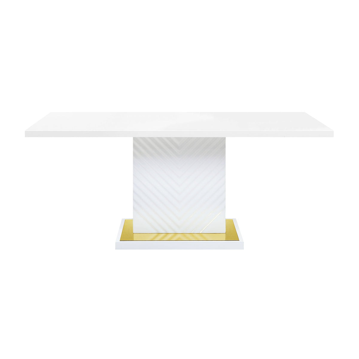 High Gloss Dining Table with Pedestal Base - White