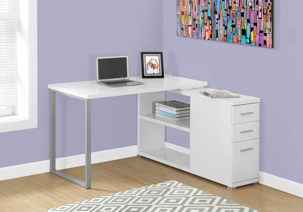 L-Shape Computer Desk with Storage Drawers - Multiple Colors