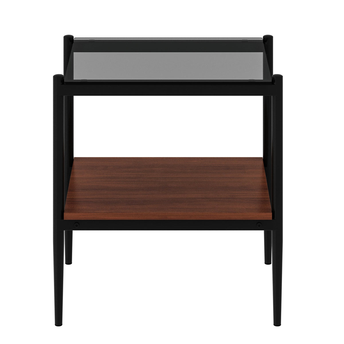 Rectangle End Table Set with Gray Tempered Glass Tops - Gray