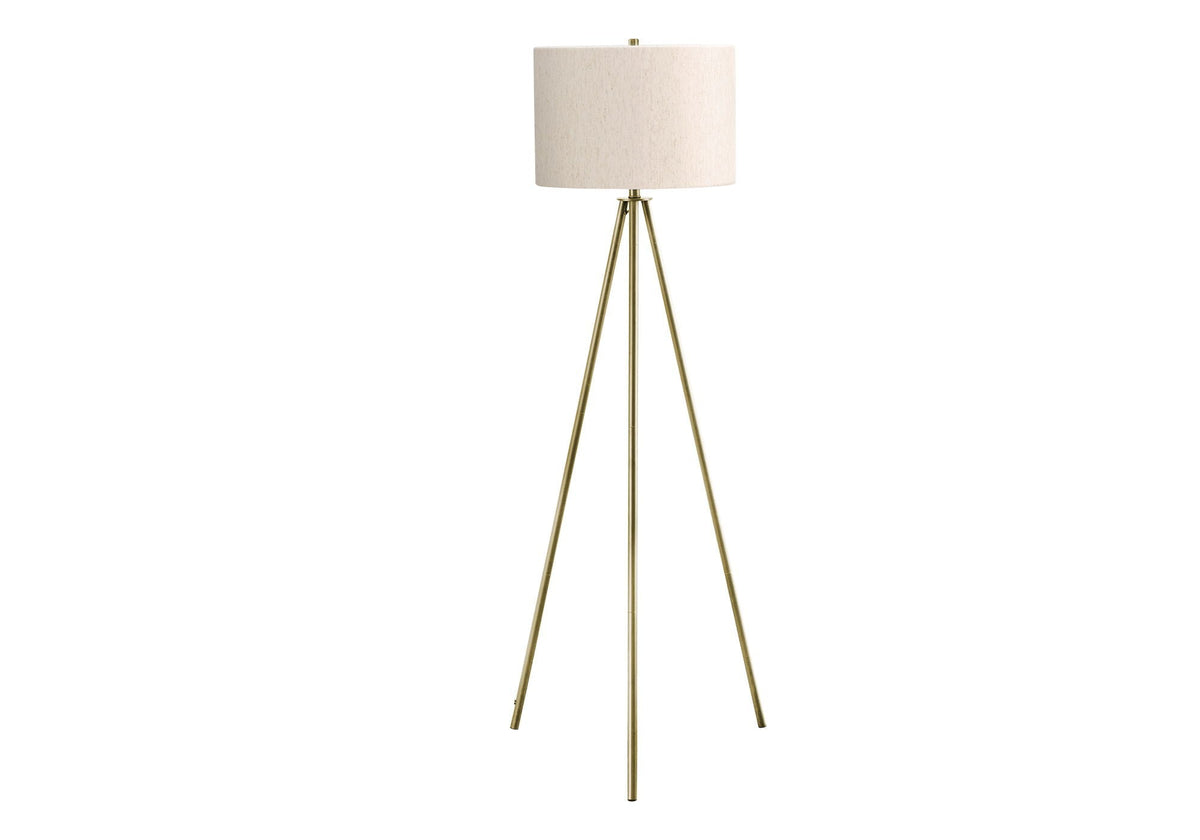 Contemporary Floor Lamp with Metal Tripod and Drum Shade - Black or Beige