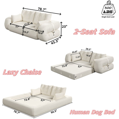 Multifunctional 3-in-1 Foldable Floor Sofa Bed with High-Density Foam - Fabric