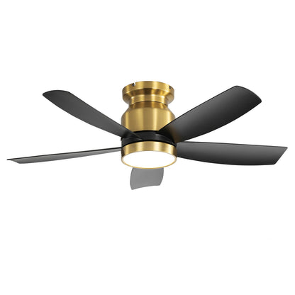 Flush Mount Ceiling Fan with LED Light and Remote Control - White or Black