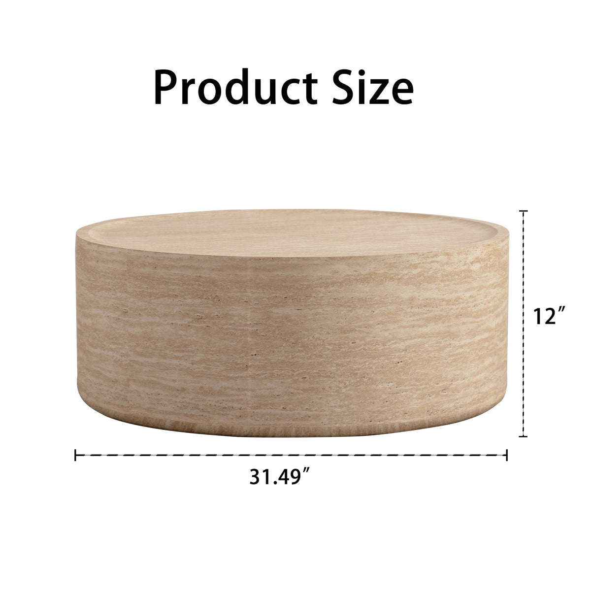 31.5'' Round Coffee Table with Mars Pattern Top - Beige
