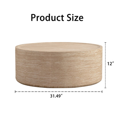 31.5'' Round Coffee Table with Mars Pattern Top - Beige