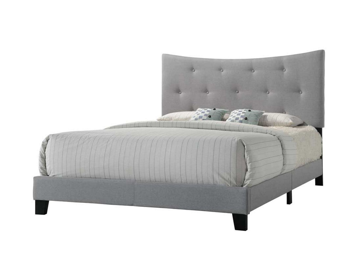 Queen Upholstered Bed with Tufted Headboard - Gray