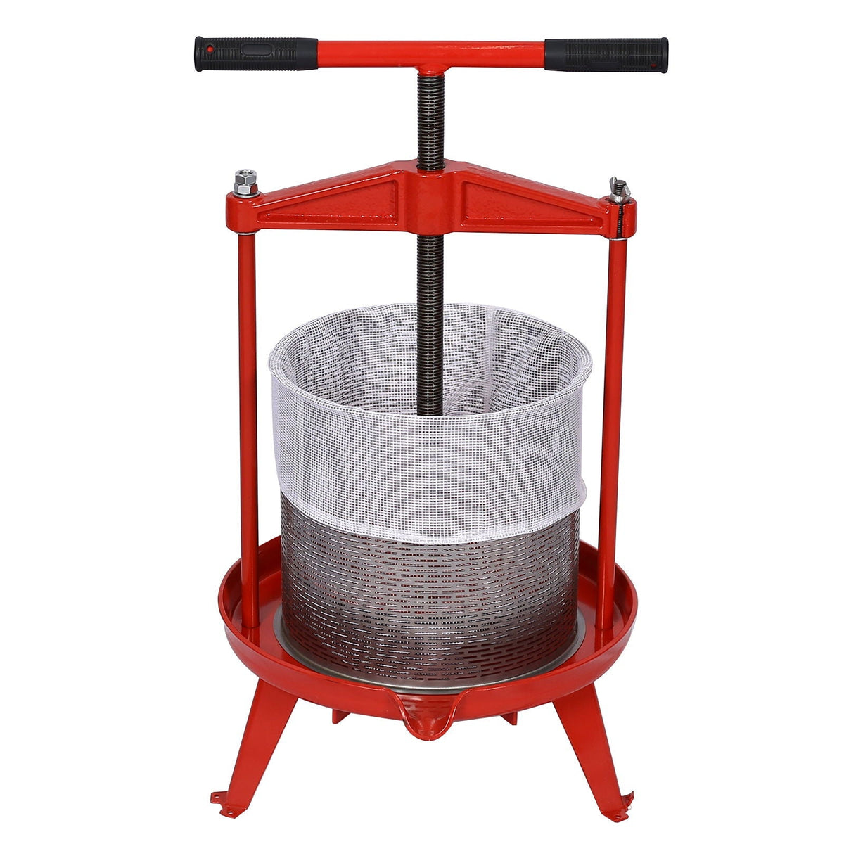 Fruit and Wine Press with T-Shaped Hand Shank - Red