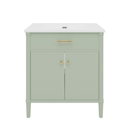 Bathroom Vanity with Sink and Adjustable Shelf - Soft Close Doors - Black, Green, or White