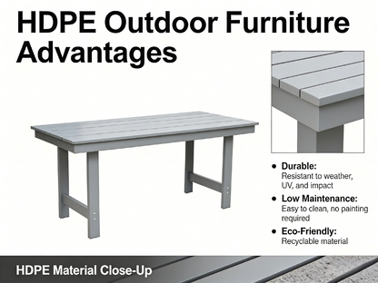 HDPE Outdoor Patio Dining Set with Table and Six Chairs