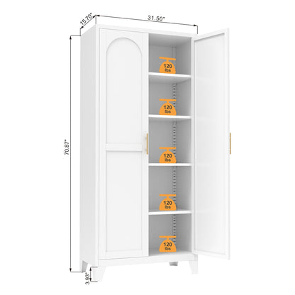Shapely Doors Metal Storage Cabinet with Adjustable Shelves - White, Black, or Beige