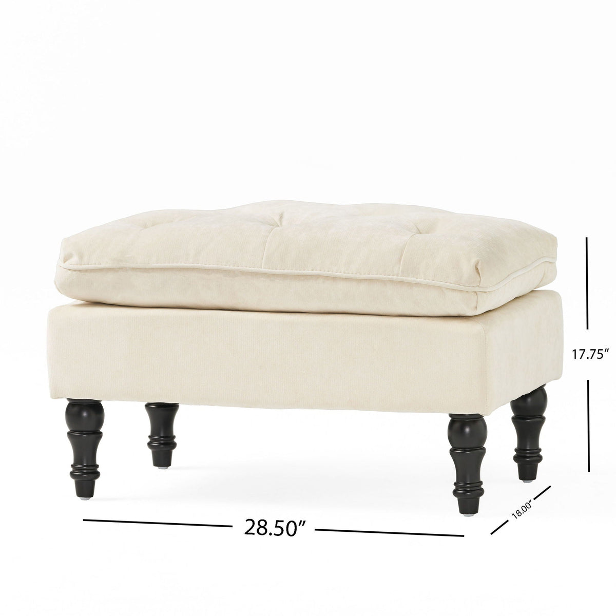 Lofton Pillow Top Ottoman with Button Tufting - Cream