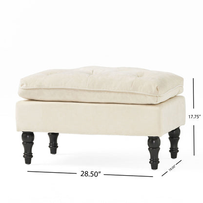 Lofton Pillow Top Ottoman with Button Tufting - Cream
