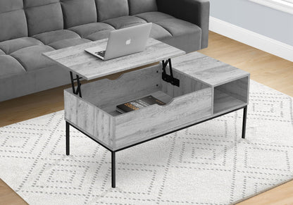 Lift-Top Coffee Table with Hidden Storage - Light Brown or Gray