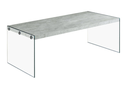 Rectangular Coffee Table with Clear Tempered Glass Sides - White or Gray