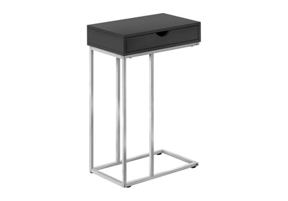 C-Shaped Accent Table with Pass-Through Drawer - Light Brown, White, Black, or Gray