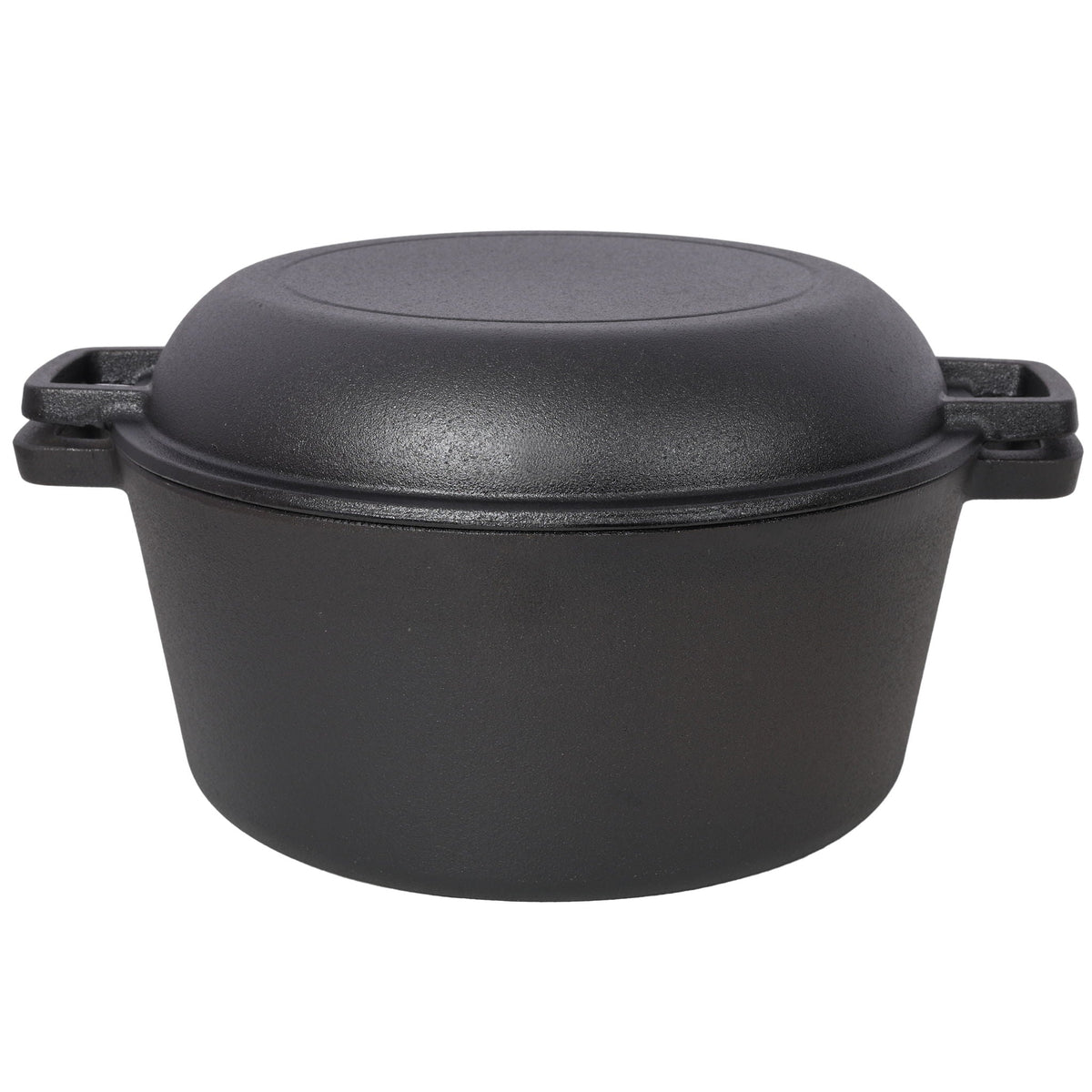 3 In 1 Pre-Seasoned Cast Iron Dutch Oven with Skillet Lid - Black