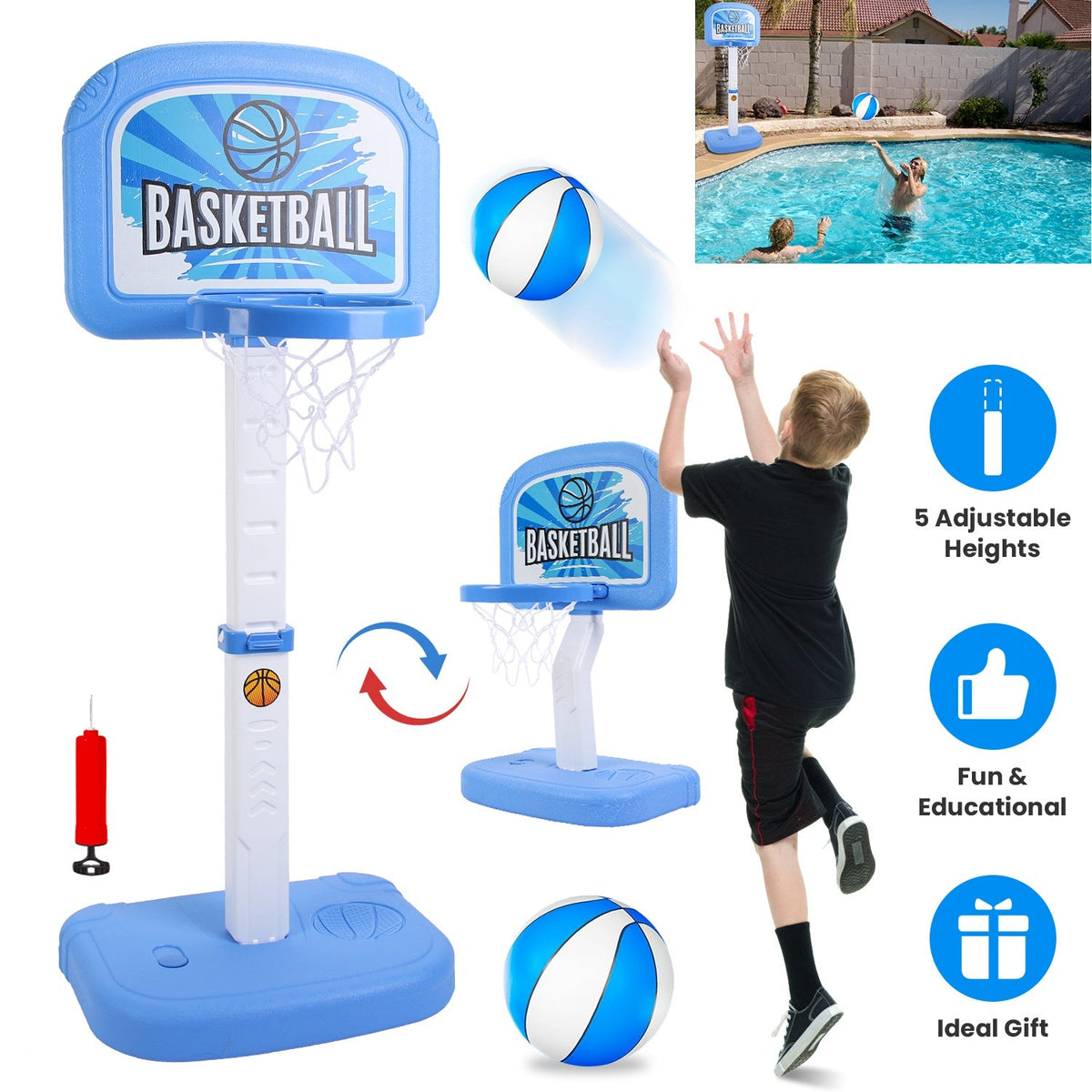 2 In 1 Poolside Basketball Game Set