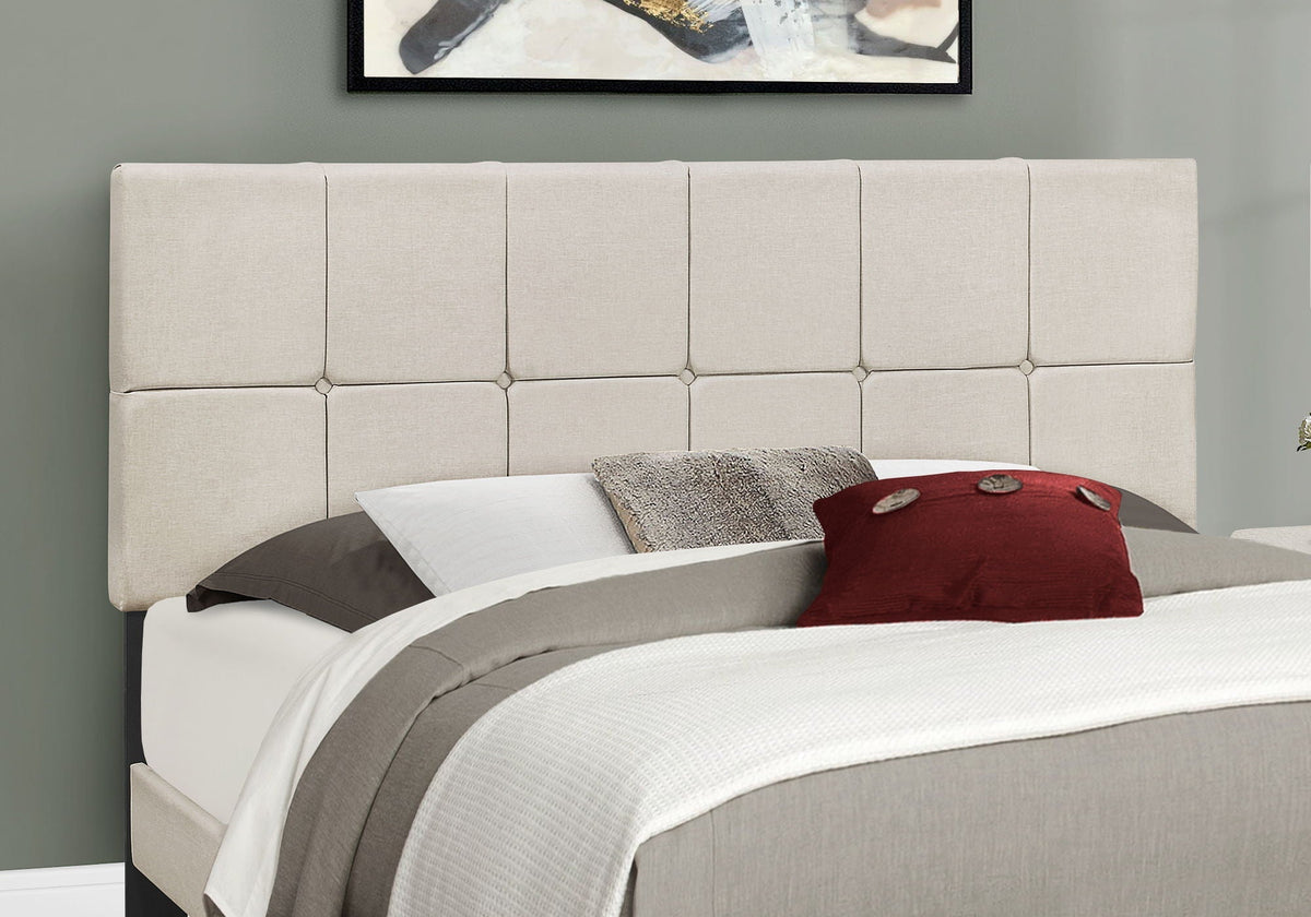 Queen Size Upholstered Bed - Transitional Beige