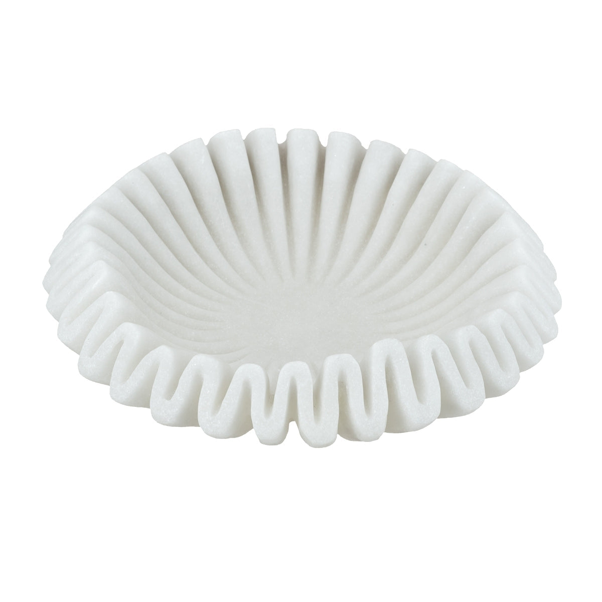 Wavy Sand and Resin Bowl with Textured White Finish - 9.6"