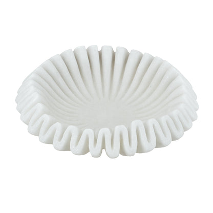 Wavy Sand and Resin Bowl with Textured White Finish - 9.6"