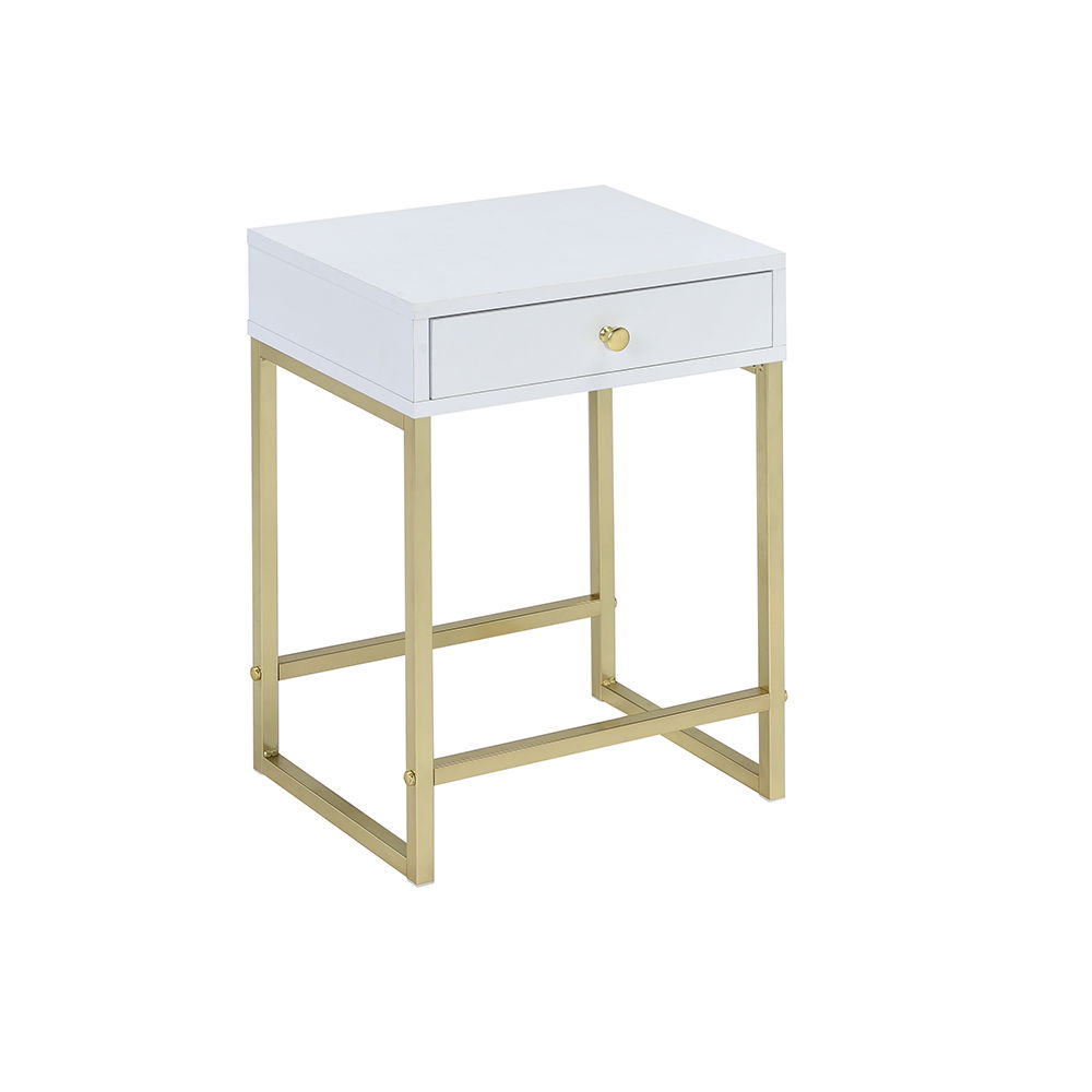 Coleen Elegant Design Accent Table with Drawer - Black, Pink or White