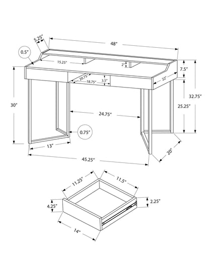 Modern Computer Desk with Ample Storage - White or Dark Brown