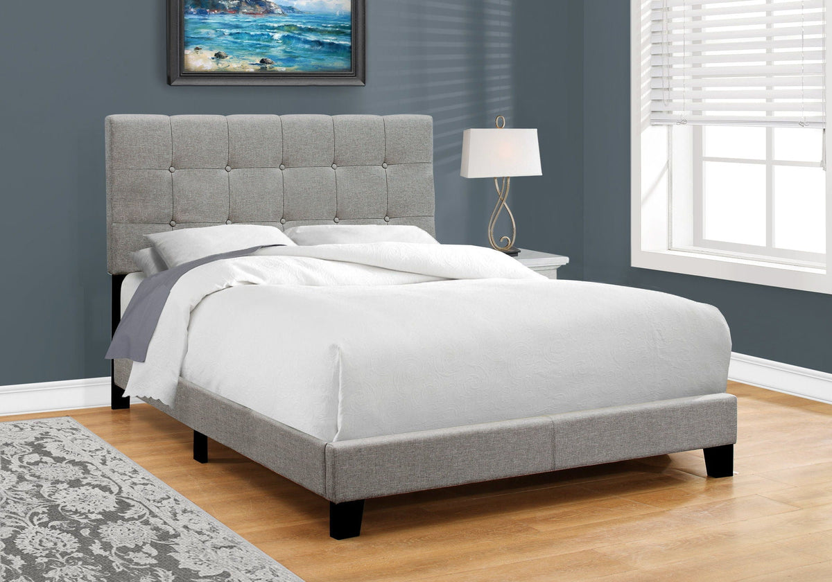 Transitional Upholstered Bed Frame with Tufted Fabric - Multiple Colors