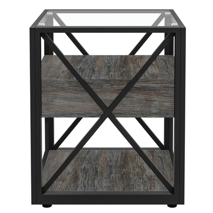 Modern End Tables with Drawer - Set of 2 Nightstands
