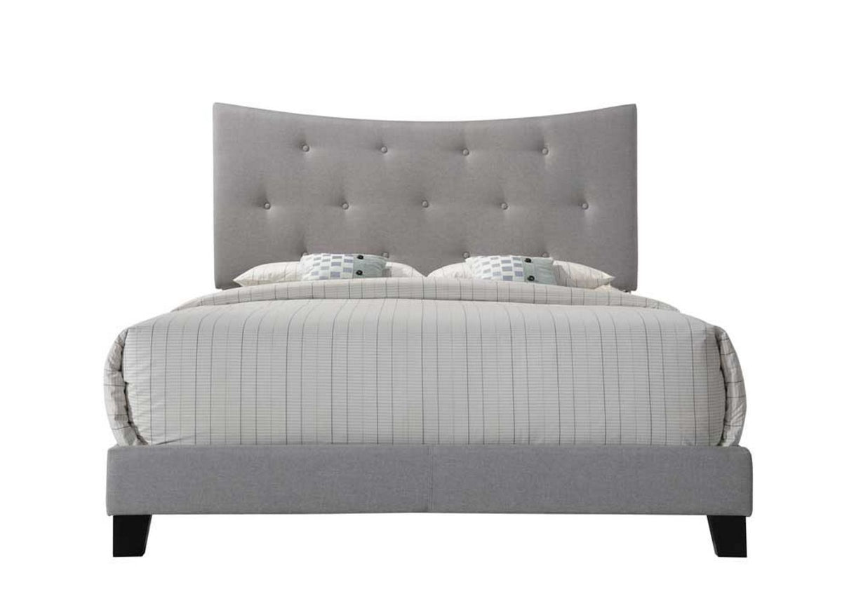 Queen Upholstered Bed with Tufted Headboard - Gray