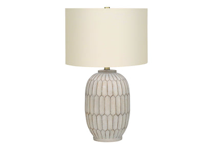 Transitional Cream Table Lamp with Linen Shade - Cream