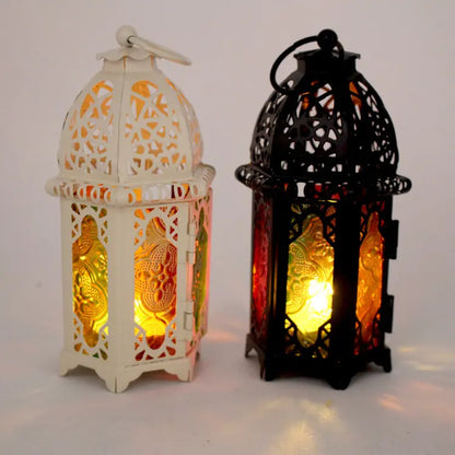 Classic Lantern Candle Holder with Iron and Glass