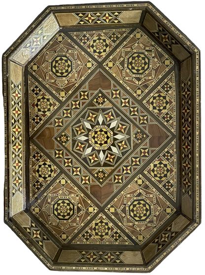 Authentic Vintage Traditional Wood Mosaic Tray