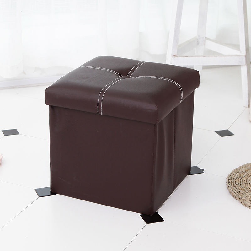 12 inch Non-slip Foldable Ottoman Storage Stool Leather Footstool Storage Box Small Sofa Chair Bench Box Home Organizers Box