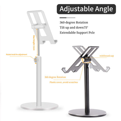 Height Angle Adjustable Desktop Tablet Stand Mobile Phone Holder Aluminum
