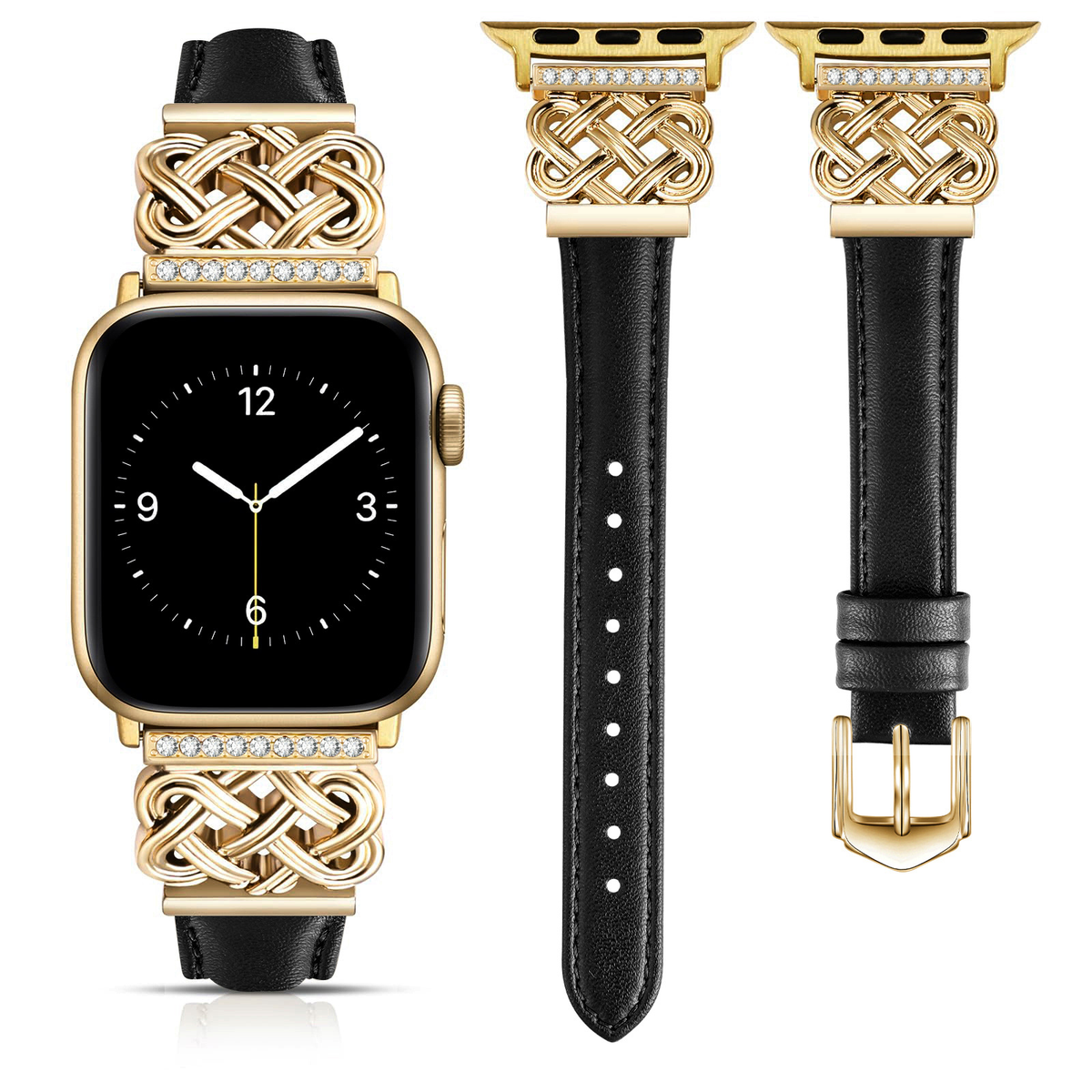 Apple Watch Strap with Chinese Knot and Diamond Inlay Metal Buckle for Series 1-10 and SE