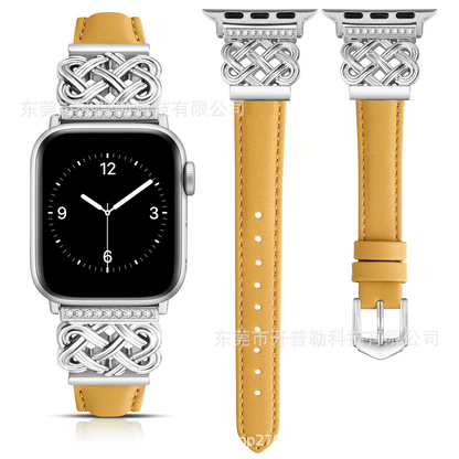 Apple Watch Strap with Chinese Knot and Diamond Inlay Metal Buckle for Series 1-10 and SE
