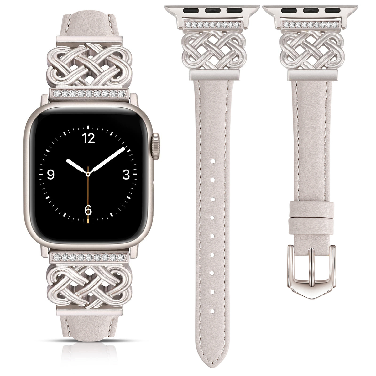 Apple Watch Strap with Chinese Knot and Diamond Inlay Metal Buckle for Series 1-10 and SE