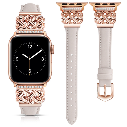 Apple Watch Strap with Chinese Knot and Diamond Inlay Metal Buckle for Series 1-10 and SE