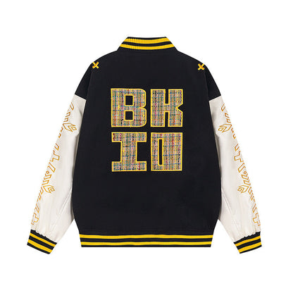 Embroidered baseball jersey with adhesive fabric