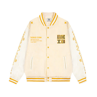 Embroidered baseball jersey with adhesive fabric