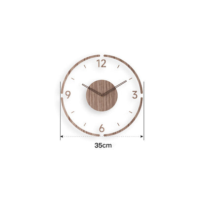 Solid Wood Creative Silent Quartz Clock Wall Clock 35cm