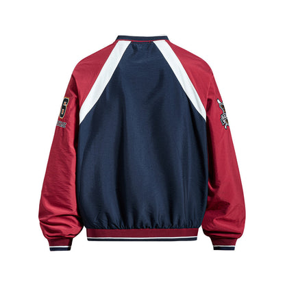 Color blocked raglan V-neck baseball jersey