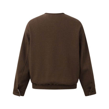 Loose Shoulder Jacket Long Sleeve Oversized Coat No Collar Design Outerwear