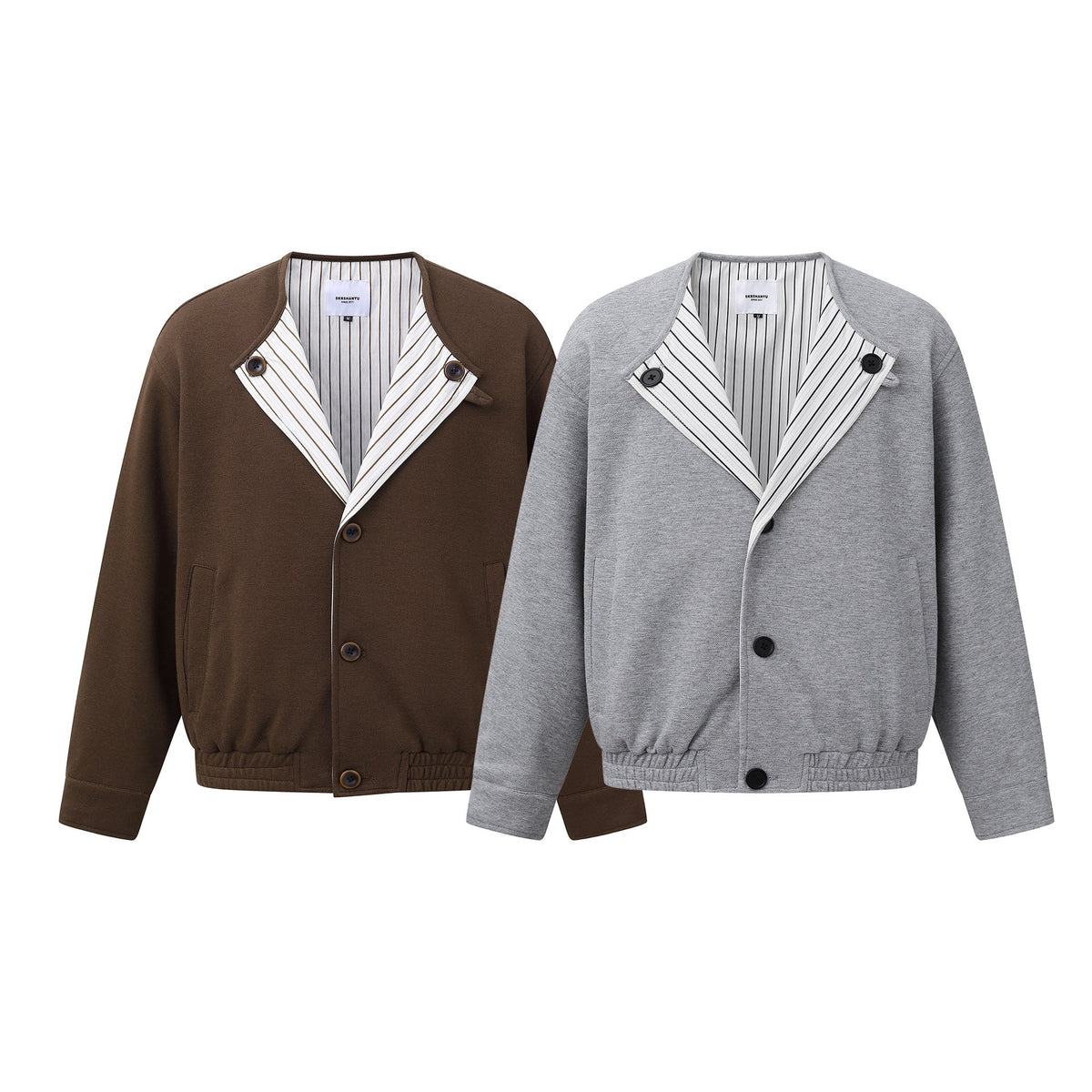 Loose Shoulder Jacket Long Sleeve Oversized Coat No Collar Design Outerwear